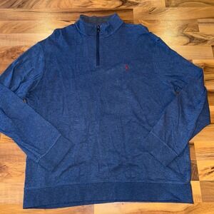 Polo Ralph Lauren Men's Blue Quarter Zip Pullover Sweatshirt Size XL preppy